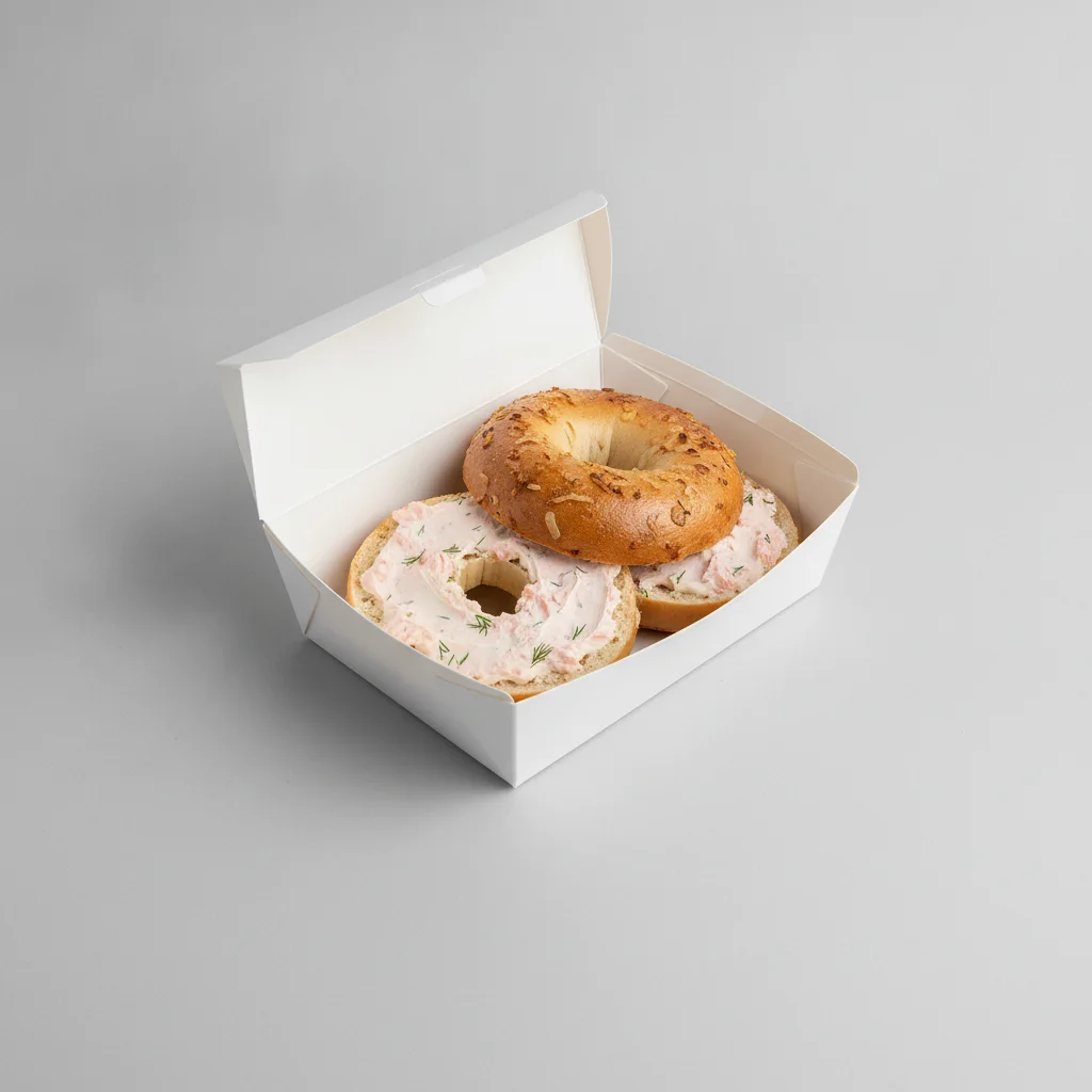 Bagel Box with Onion Bagels, Salmon-Dill Cream Cheese Bagel Box with Onion Bagels, Salmon-Dill Cream Cheese