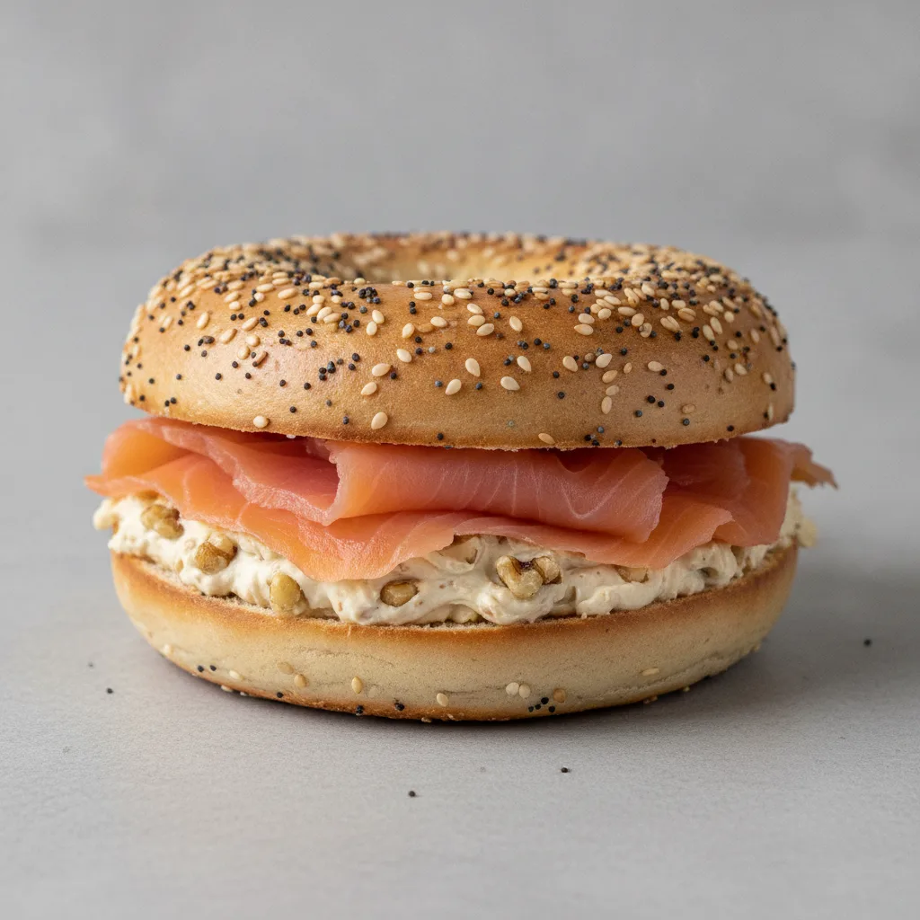 Smoked Salmon Bagel with Everything Bagels, Honey Walnut Cream Cheese Smoked Salmon Bagel with Everything Bagels, Honey Walnut Cream Cheese