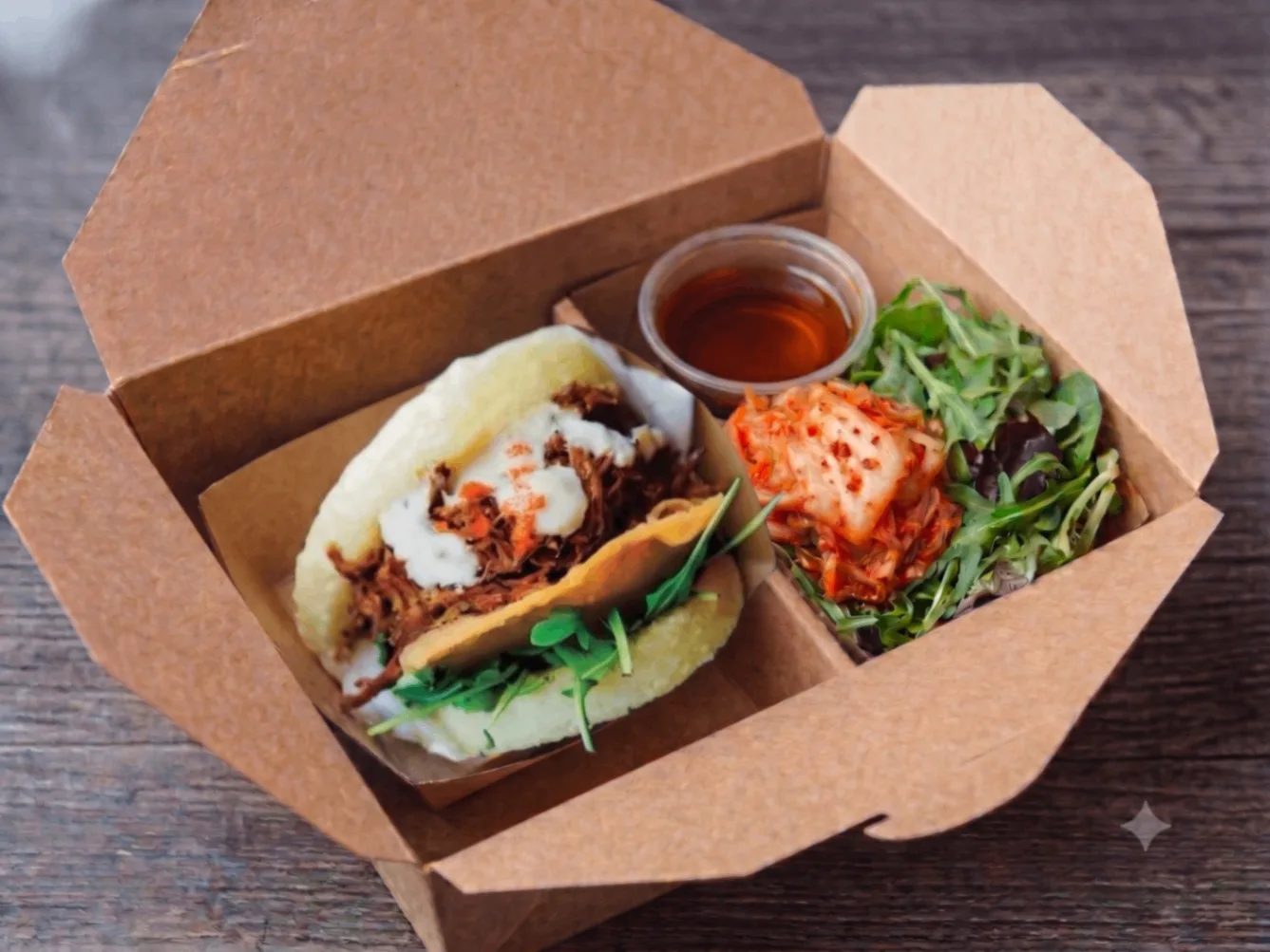 Braised Pork KoJa and Side Salad w/ Kimchi Box