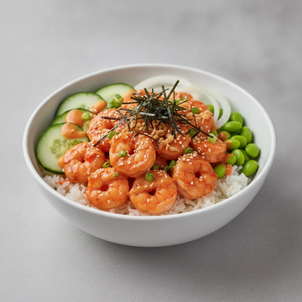Spicy Shrimp Bowl (Regular) — White Rice Spicy Shrimp Bowl (Regular) — White Rice
