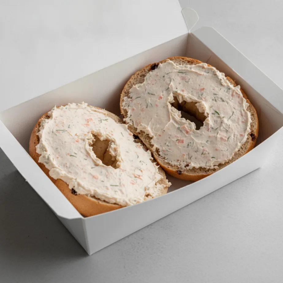 Bagel Box with Cinnamon Raisin Bagels, Salmon-Dill Cream Cheese