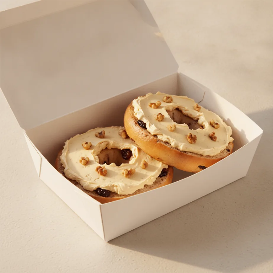 Bagel Box with Cinnamon Raisin Bagels, Honey Walnut Cream Cheese