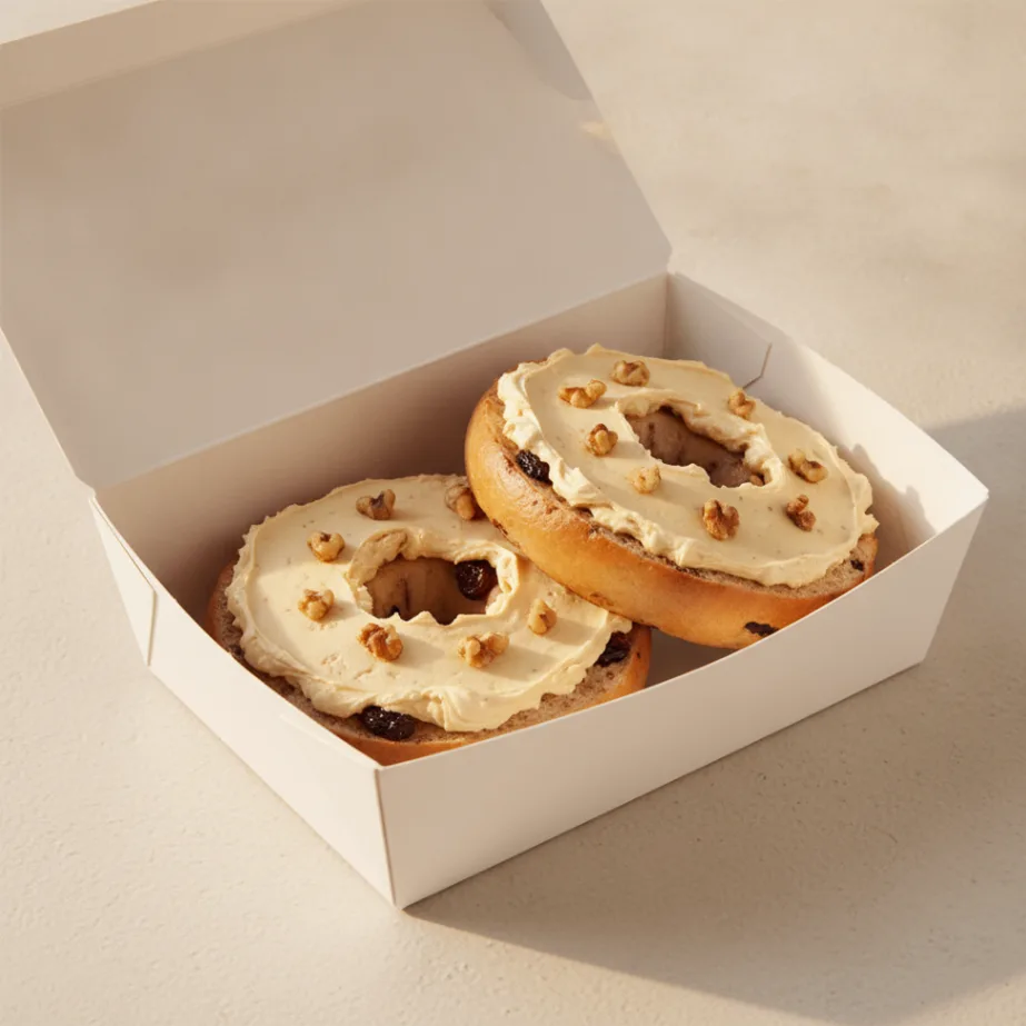 Bagel Box with Cinnamon Raisin Bagels, Honey Walnut Cream Cheese