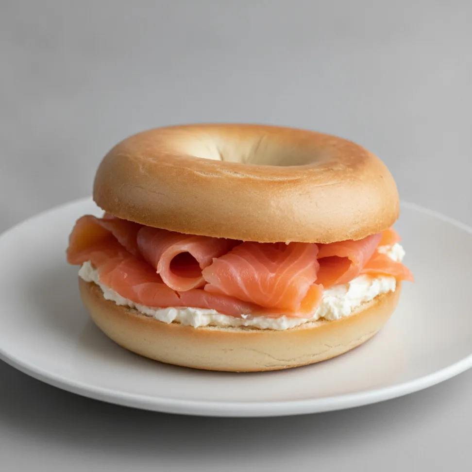 Smoked Salmon Bagel with Plain Bagels, Plain Cream Cheese