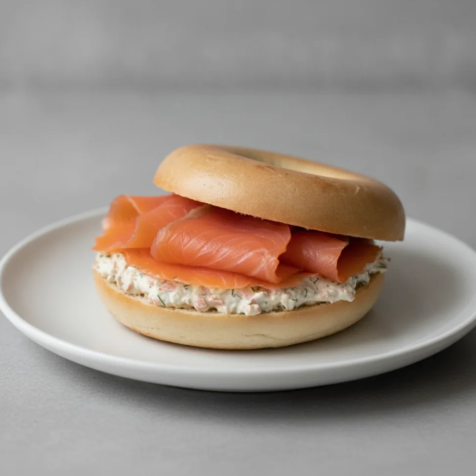 Smoked Salmon Bagel with Plain Bagels, Salmon-Dill Cream Cheese