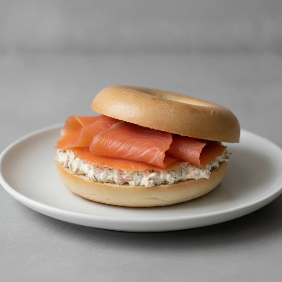 Smoked Salmon Bagel with Plain Bagels, Salmon-Dill Cream Cheese