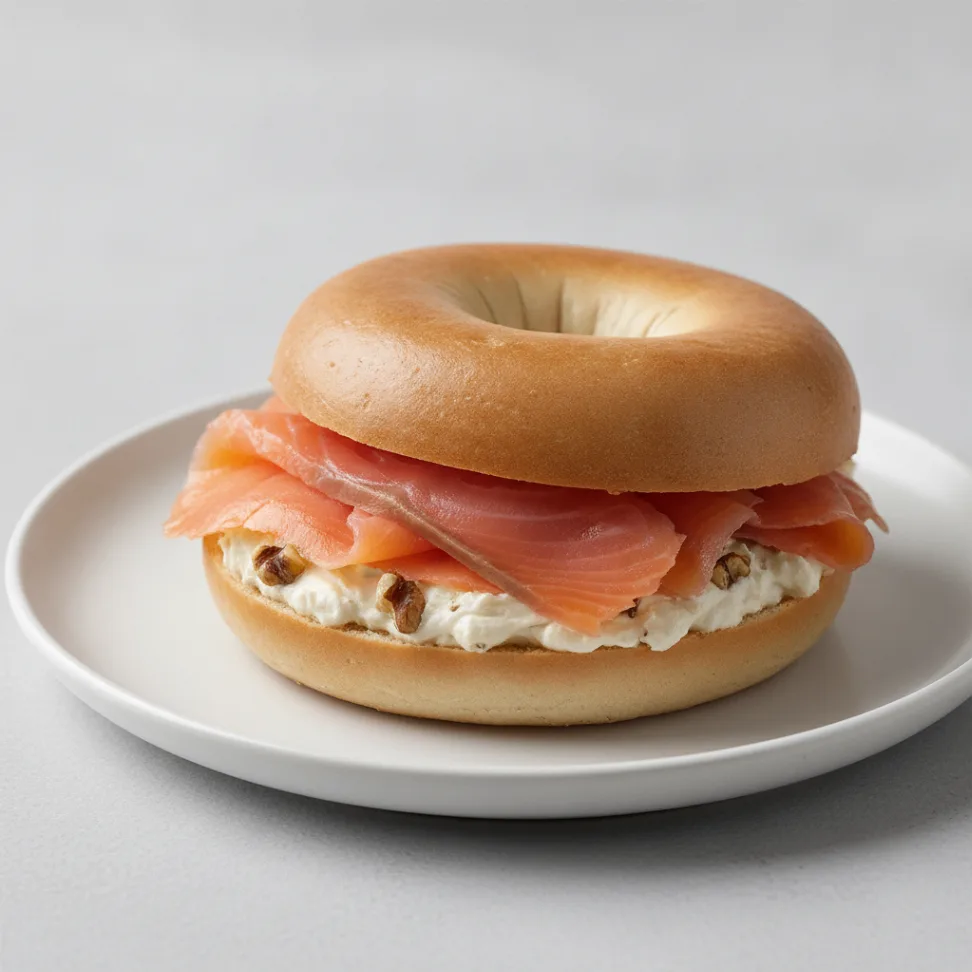 Smoked Salmon Bagel with Plain Bagels, Honey Walnut Cream Cheese