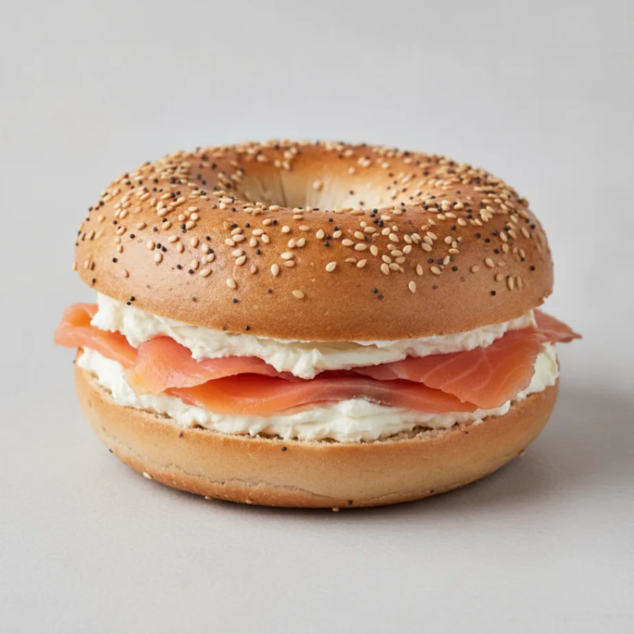 Smoked Salmon Bagel with Everything Bagels, Plain Cream Cheese