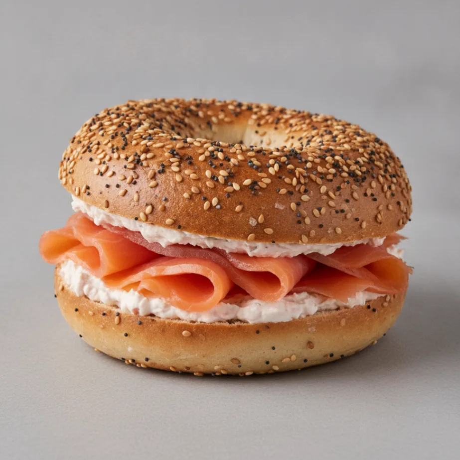 Smoked Salmon Bagel with Everything Bagels, Salmon-Dill Cream Cheese