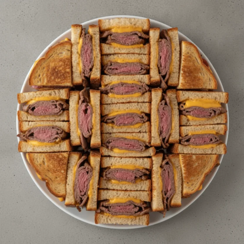Sandwich Platter with Roast Beef and Cheddar Sandwiches