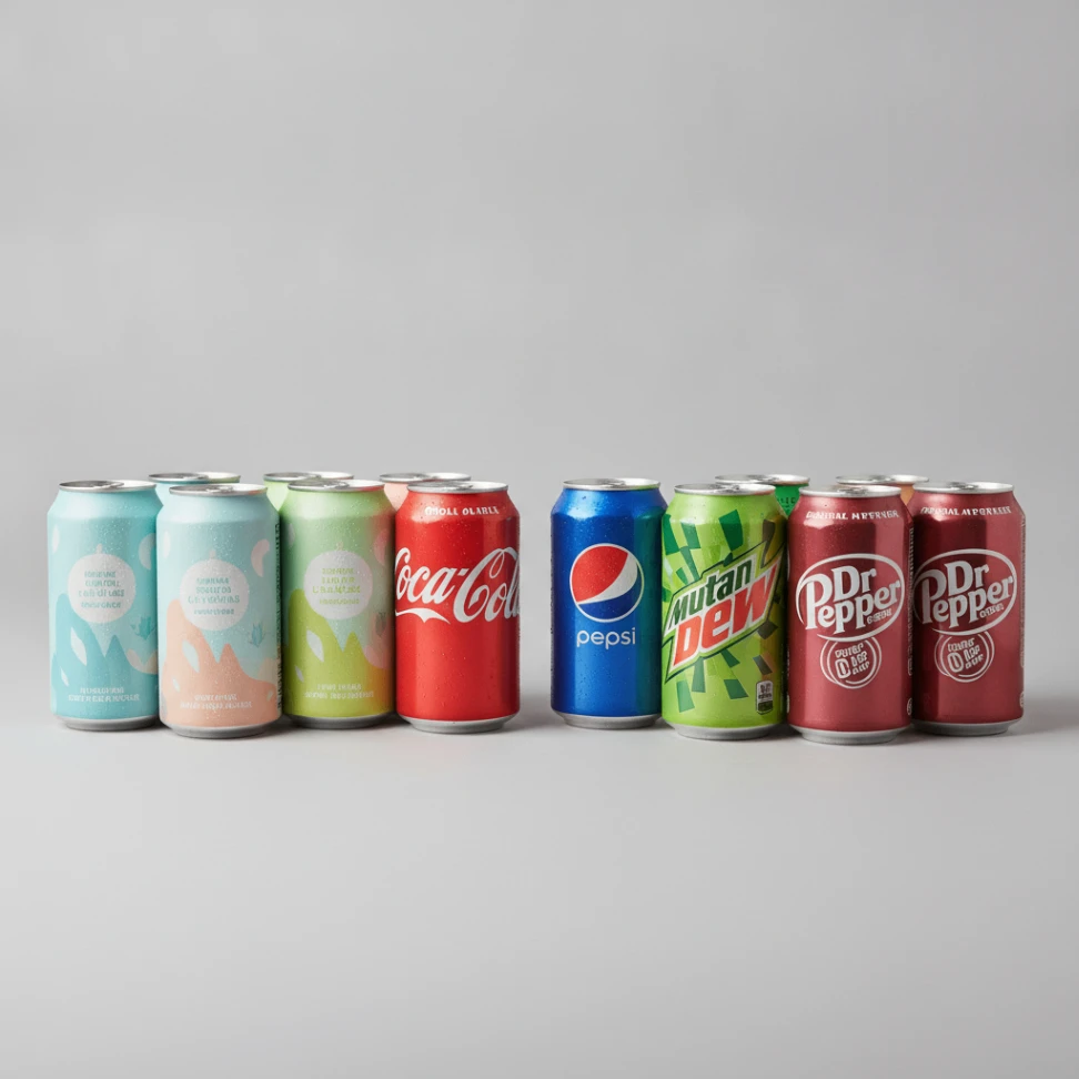 Assorted Individual Sodas with Assorted Regular Sodas