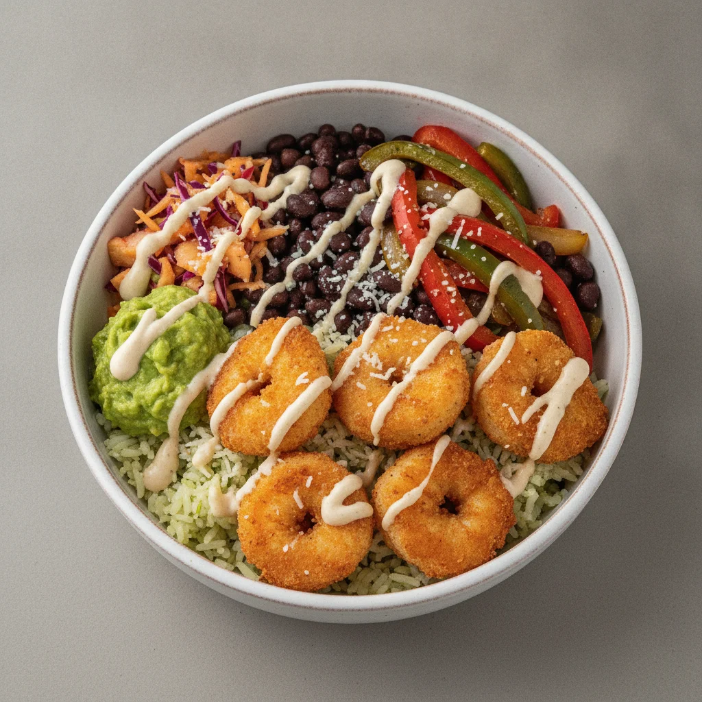 Fried Shrimp Fajita Bowl