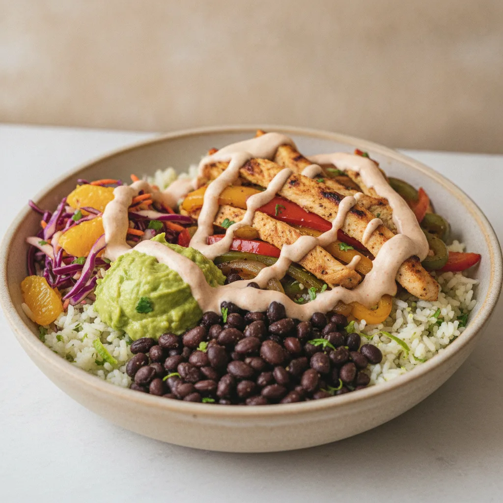 Chicken Fajita Bowl (Vegan Cheese)