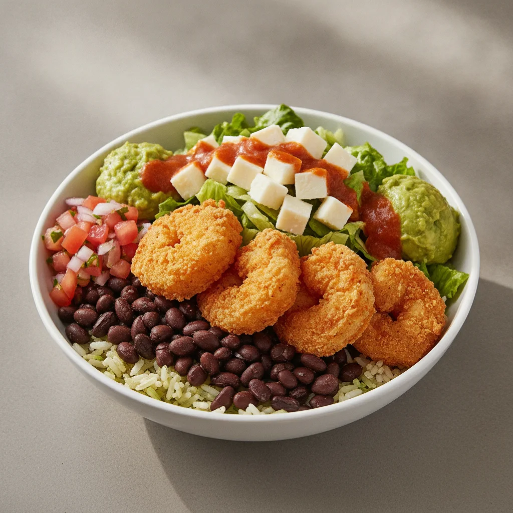 Mexican Bowl with Fried Shrimp