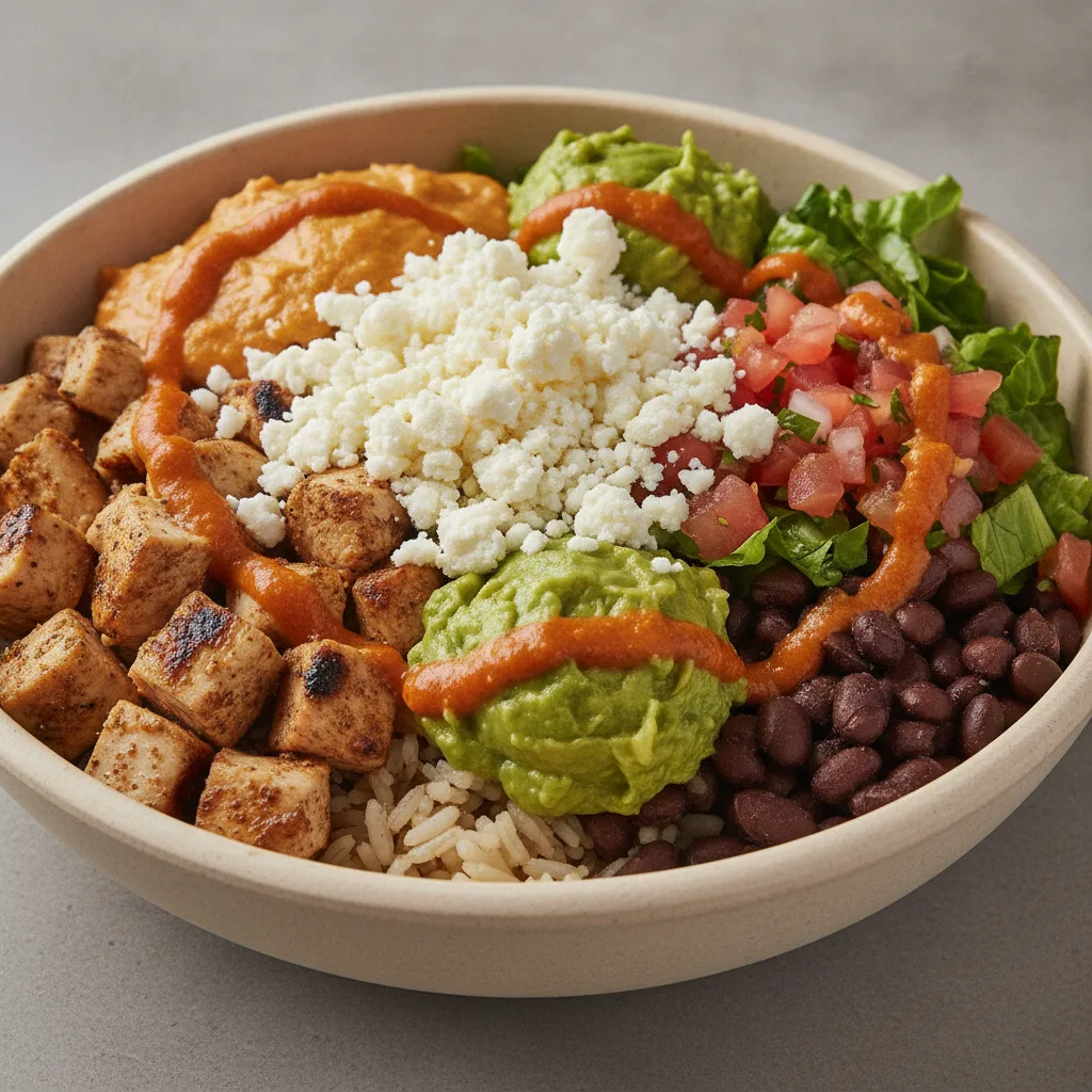 Mexican Bowl with Chicken (Vegan Cheese)