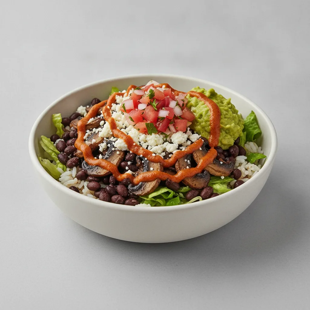 Mexican Bowl with Mushrooms (Vegan Cheese)