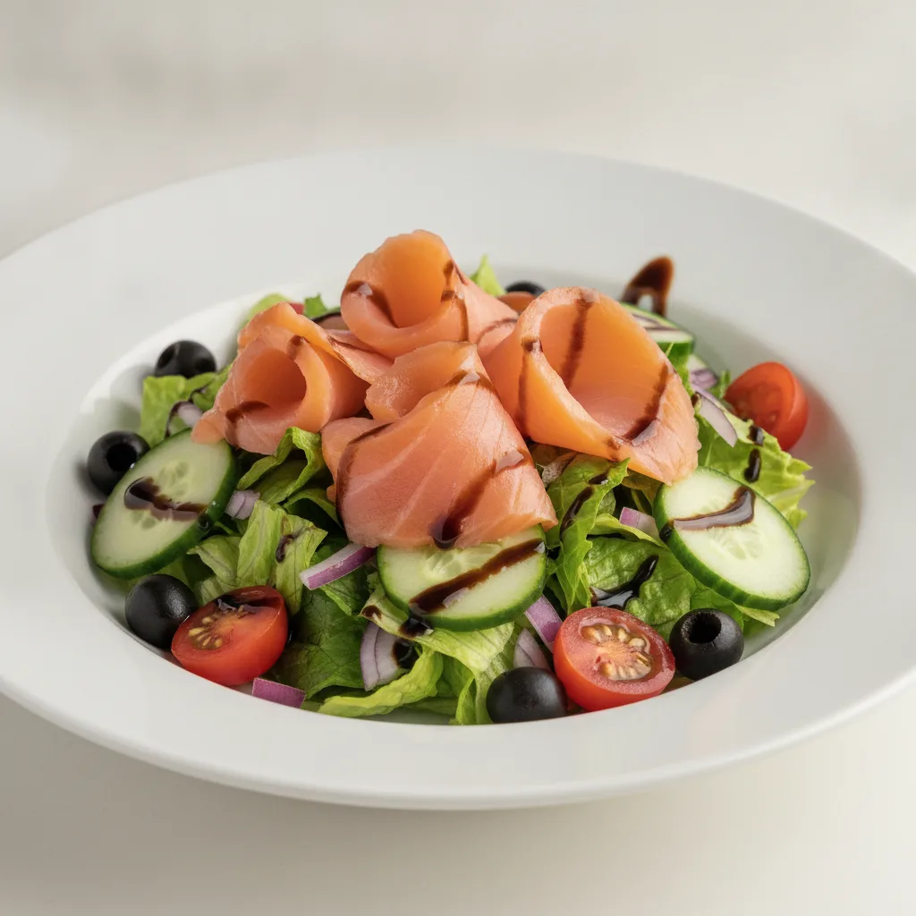 Garden Salad - Balsamic With Smoked Salmon Garden Salad - Balsamic With Smoked Salmon