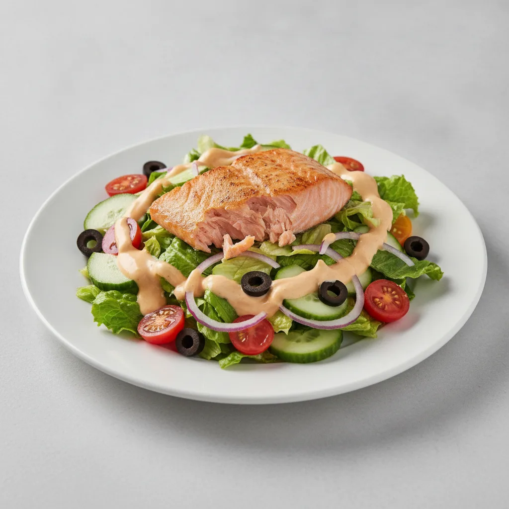 Garden Salad - Russian With Baked Salmon Garden Salad - Russian With Baked Salmon