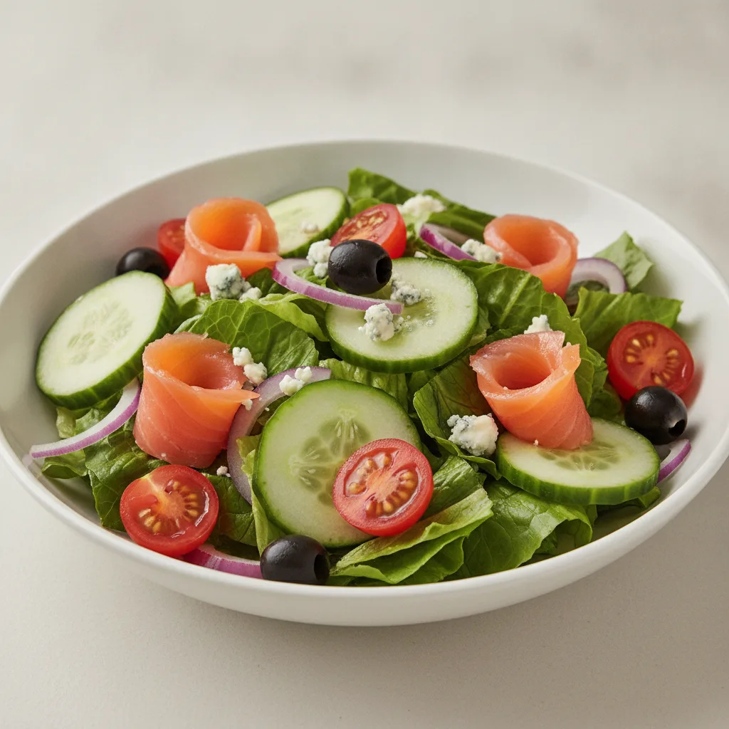 Garden Salad - Blue Cheese With Smoked Salmon Garden Salad - Blue Cheese With Smoked Salmon