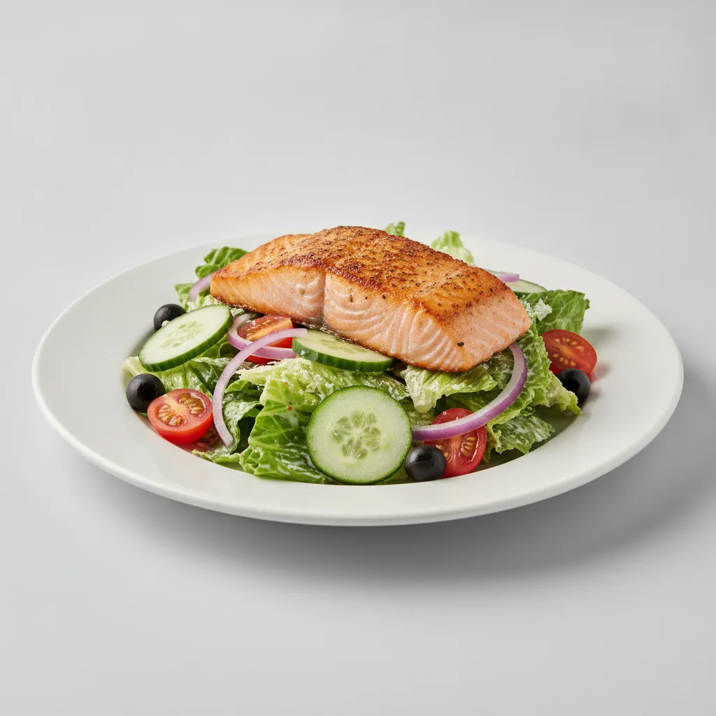 Garden Salad - Caesar With Baked Salmon Garden Salad - Caesar With Baked Salmon