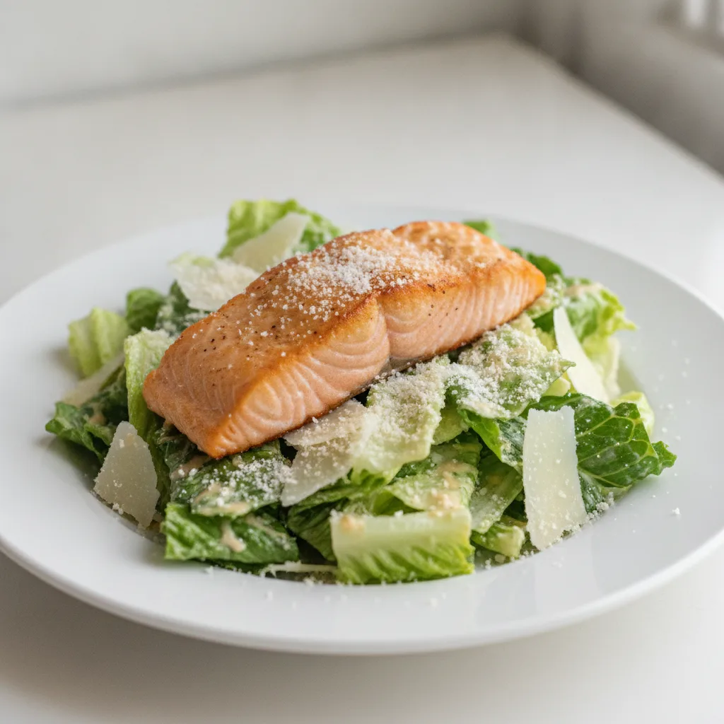 Caesar Salad With Baked Salmon Caesar Salad With Baked Salmon