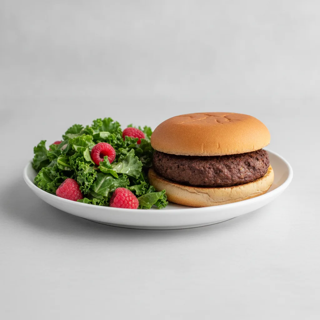 Gluten-Free Vegan Black Bean Burger with Kale Salad