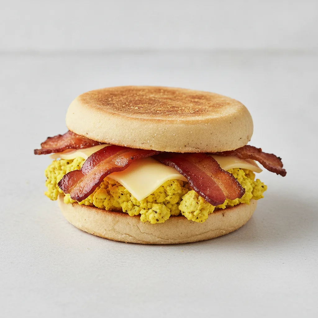 Breakfast Sandwich — Tofu Scramble, Tempeh Bacon, and Vegan Cheese Breakfast Sandwich — Tofu Scramble, Tempeh Bacon, and Vegan Cheese