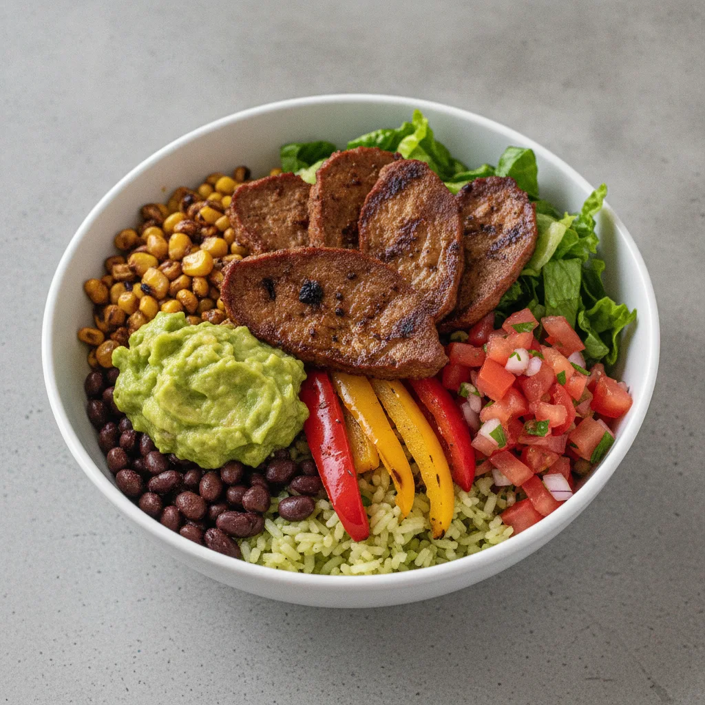 Burrito Bowl with Seared Seitan Burrito Bowl with Seared Seitan