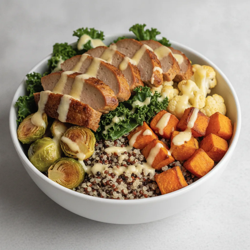 Quinoa Bowl with Seared Seitan Quinoa Bowl with Seared Seitan