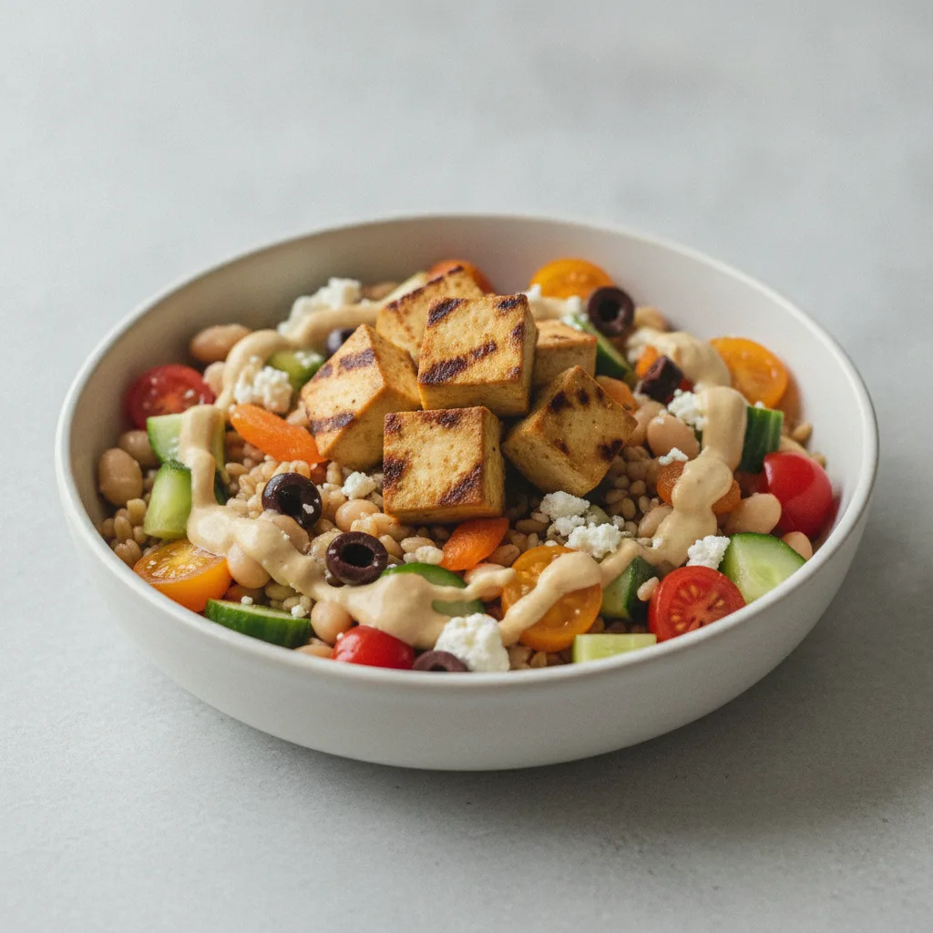 Farro Bowl with Marinated Tofu Farro Bowl with Marinated Tofu
