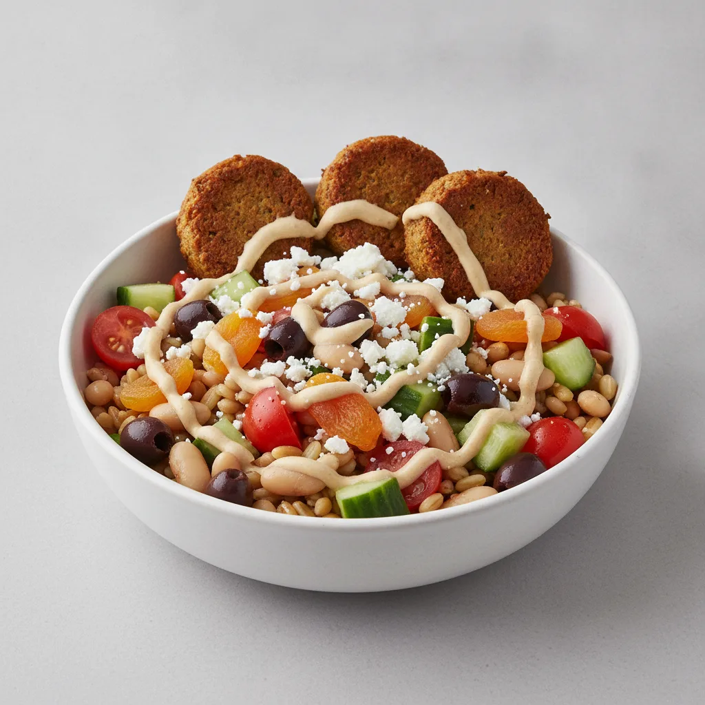 Farro Bowl with Baked Falafel Farro Bowl with Baked Falafel