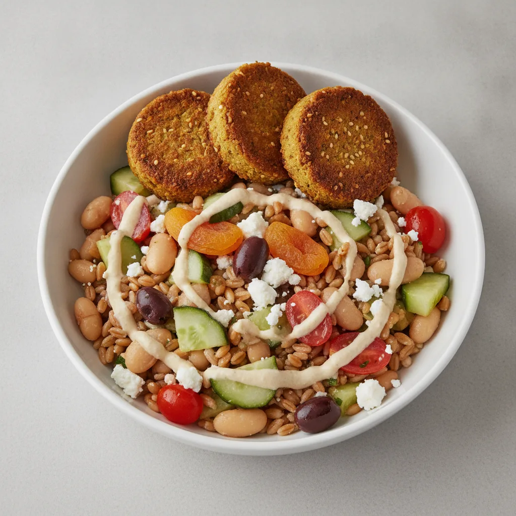 Farro Bowl with Baked Falafel Farro Bowl with Baked Falafel