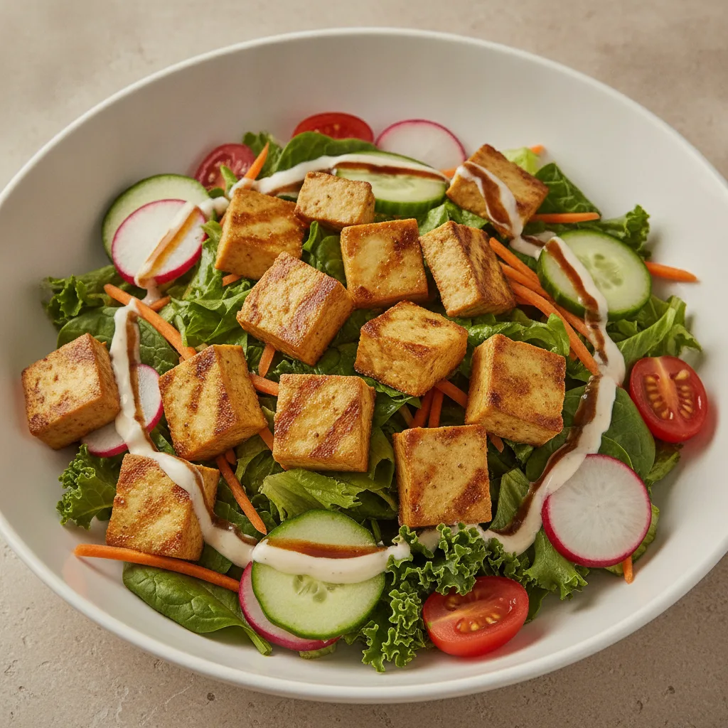 Mixed Greens Salad with Marinated Tofu Mixed Greens Salad with Marinated Tofu