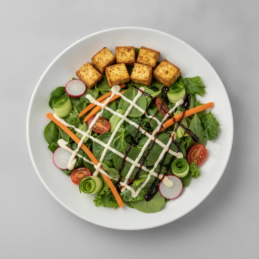 Mixed Greens Salad with Marinated Tofu Mixed Greens Salad with Marinated Tofu
