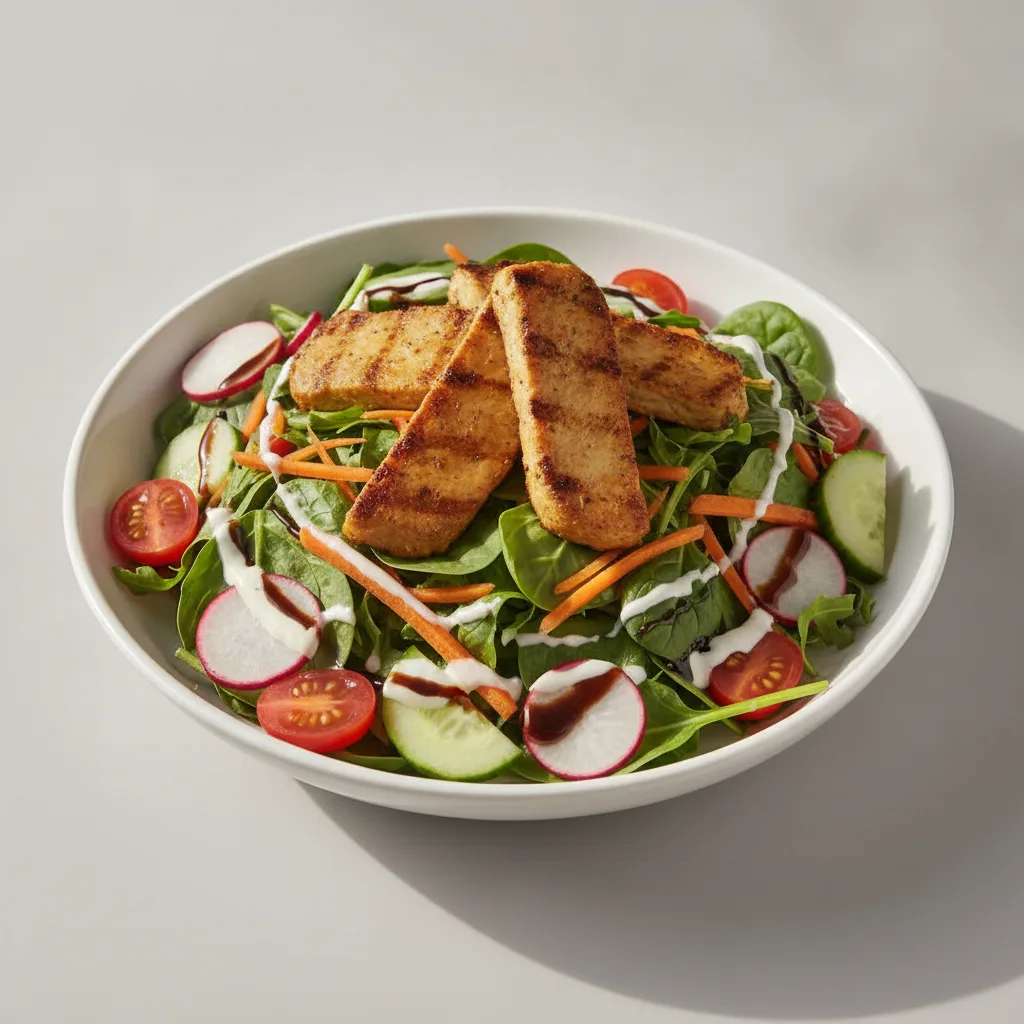 Mixed Greens Salad with Seared Seitan Mixed Greens Salad with Seared Seitan