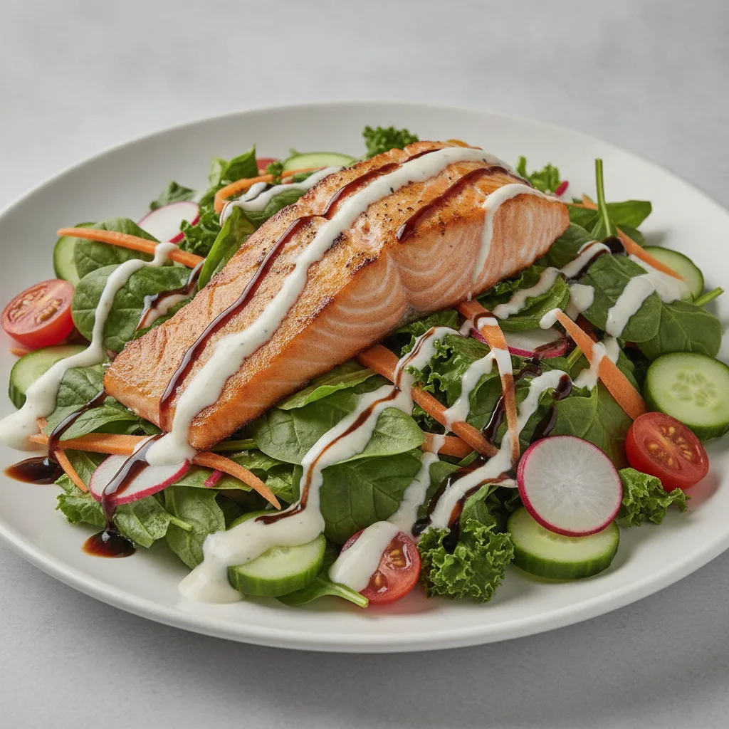 Mixed Greens Salad with Grilled Salmon Mixed Greens Salad with Grilled Salmon