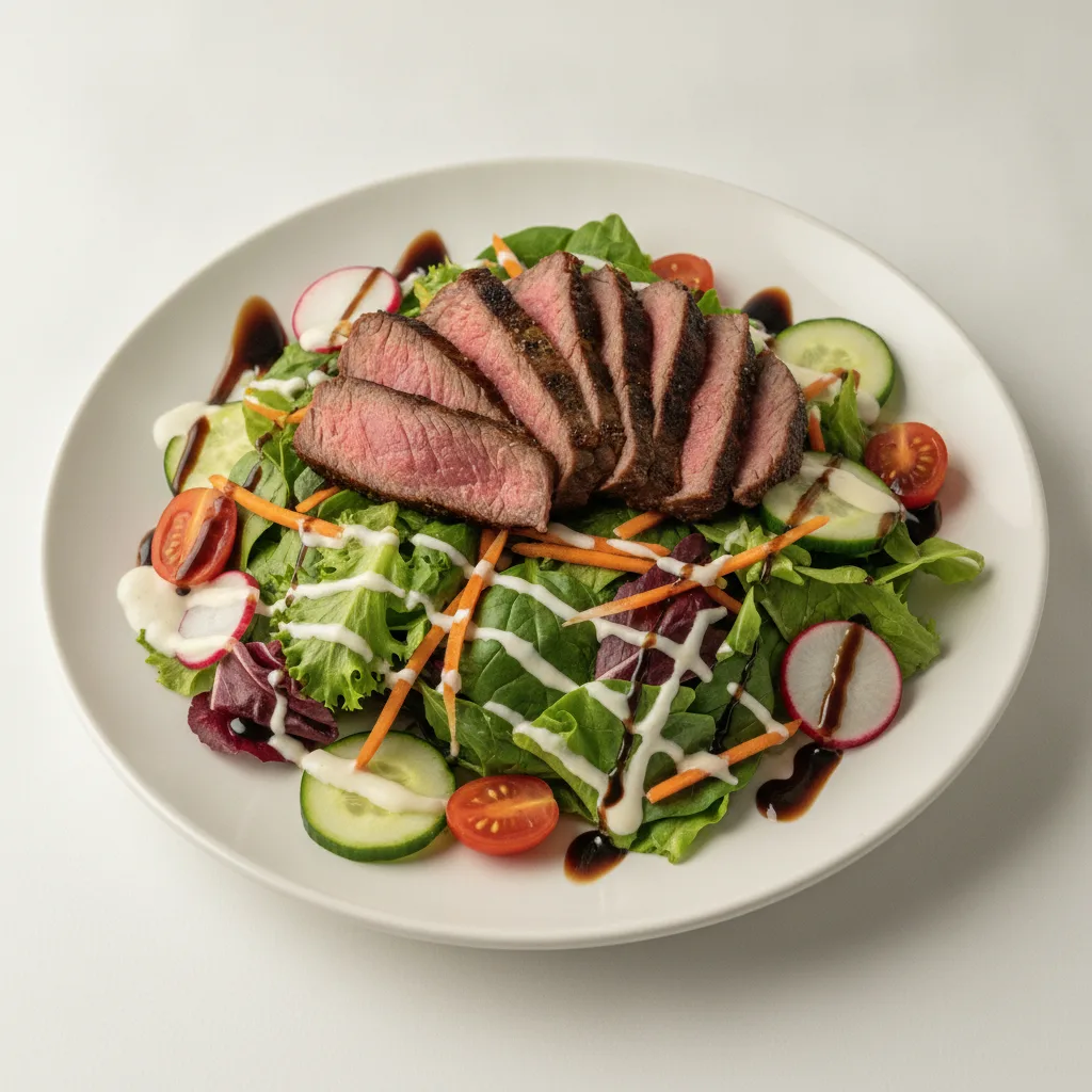 Mixed Greens Salad with Seared Steak Mixed Greens Salad with Seared Steak