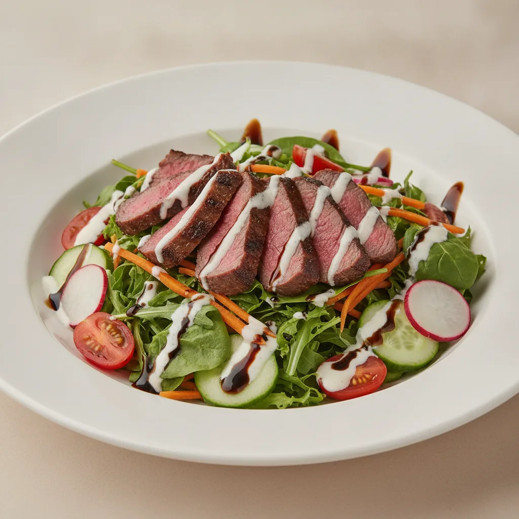 Mixed Greens Salad with Seared Steak Mixed Greens Salad with Seared Steak