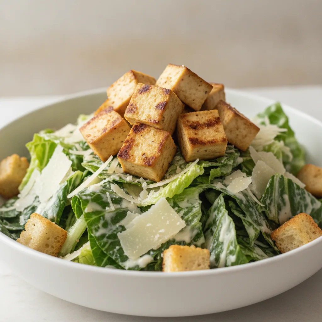 Caesar Salad with Marinated Tofu Caesar Salad with Marinated Tofu