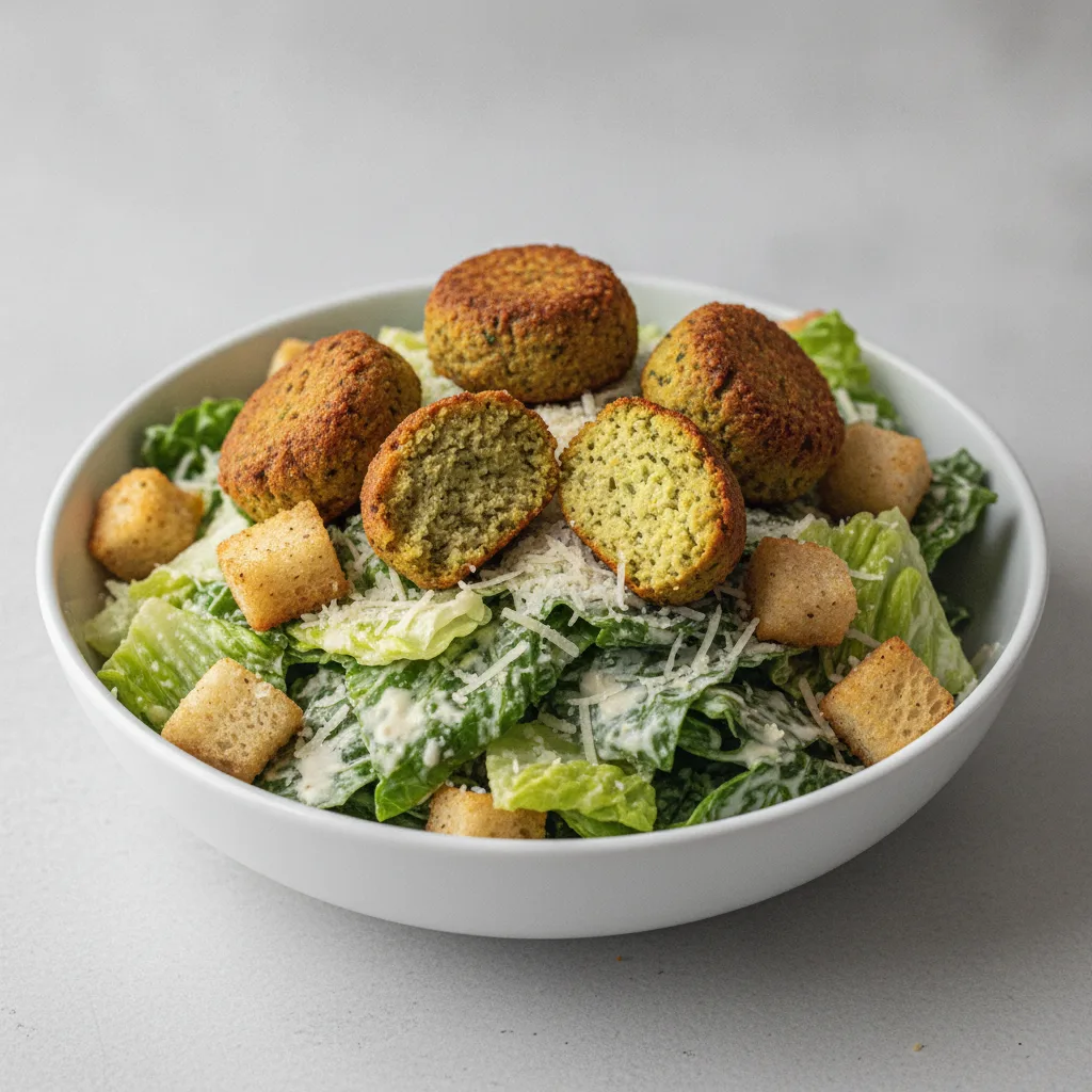 Caesar Salad with Baked Falafel Caesar Salad with Baked Falafel
