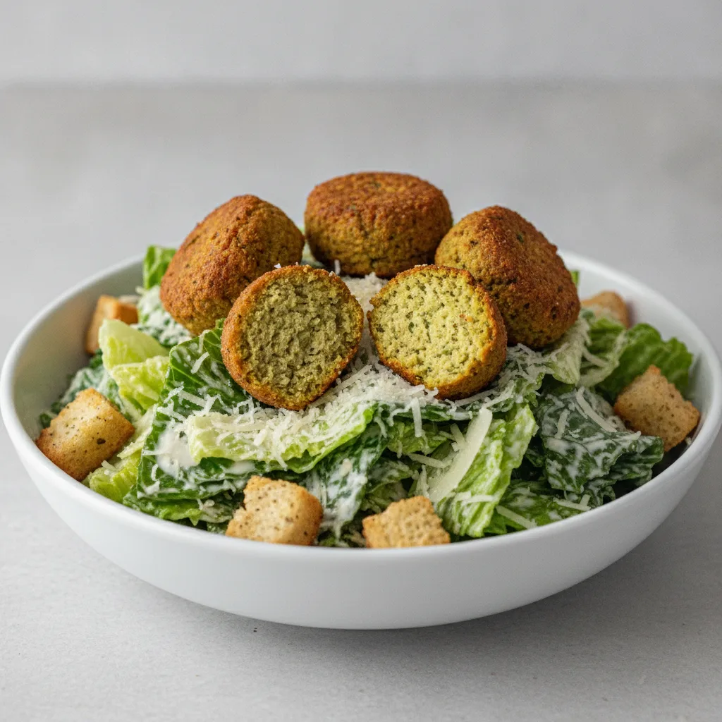 Caesar Salad with Baked Falafel Caesar Salad with Baked Falafel