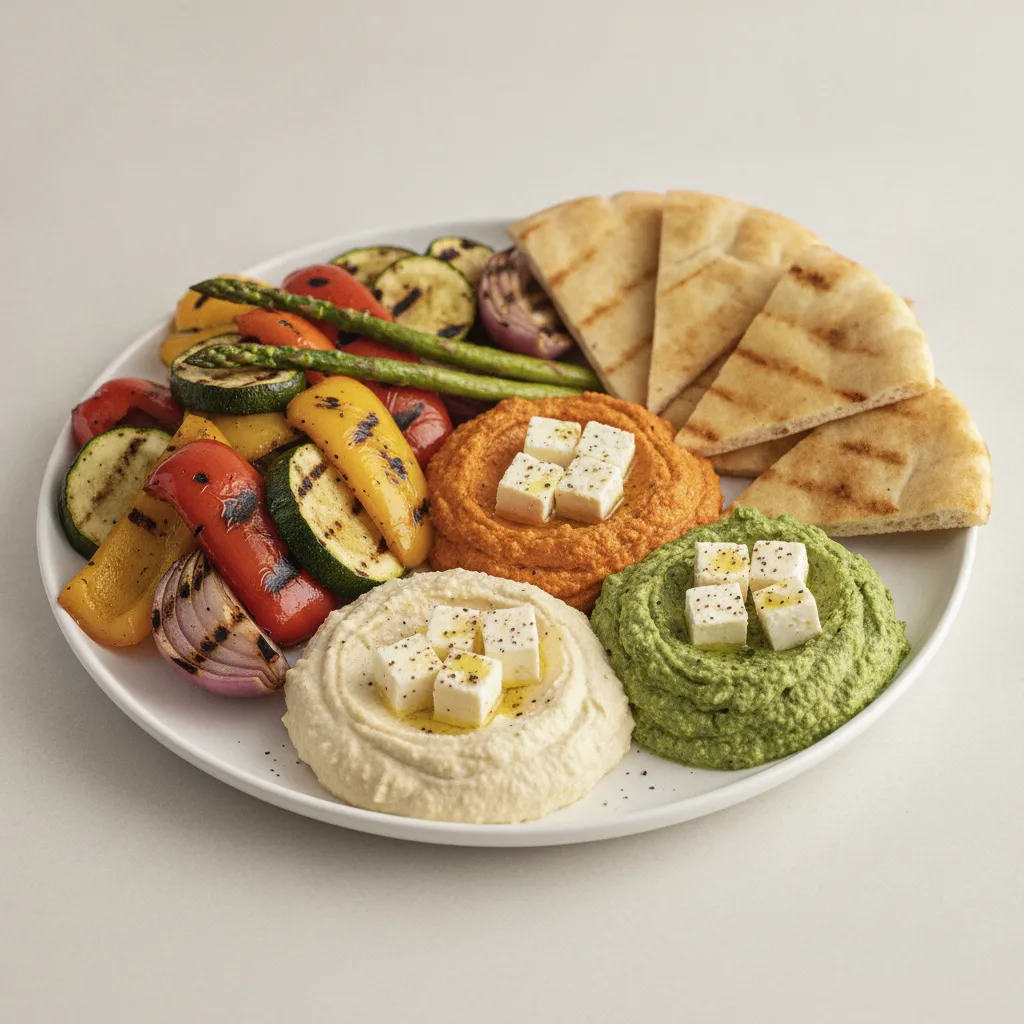 Grilled Vegetables and Trio of Hummus Grilled Vegetables and Trio of Hummus
