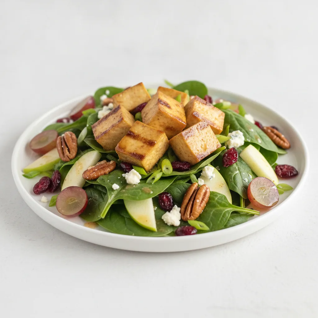 Spinach Salad with Marinated Tofu Spinach Salad with Marinated Tofu