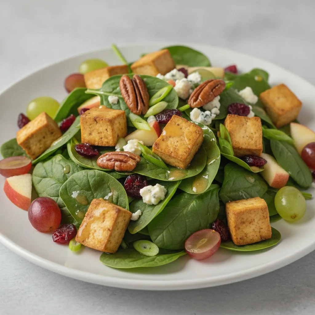 Spinach Salad with Marinated Tofu Spinach Salad with Marinated Tofu