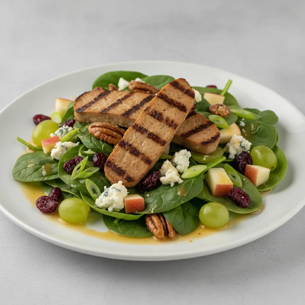 Spinach Salad with Seared Seitan Spinach Salad with Seared Seitan