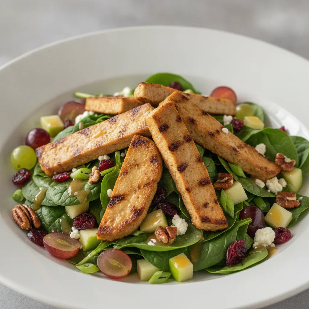 Spinach Salad with Seared Seitan Spinach Salad with Seared Seitan