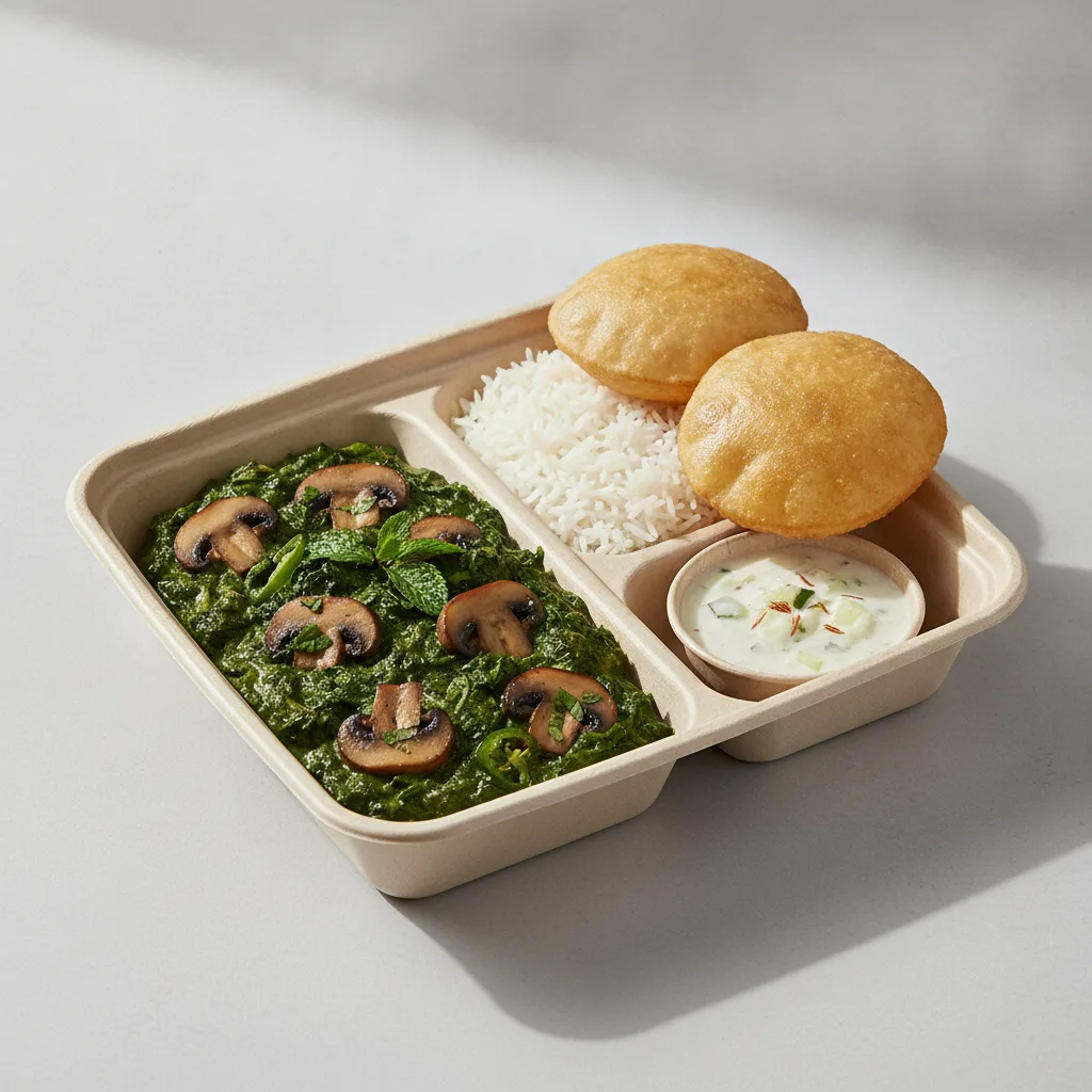 Mushrooms Saag Lunch Box Mushrooms Saag Lunch Box