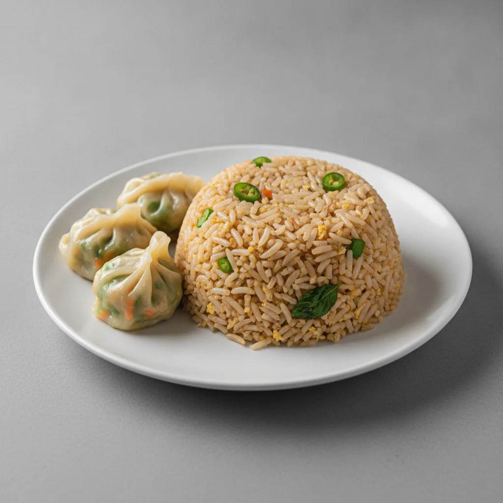 Vegetarian Thai Style Fried Rice with Vegetable Dumplings