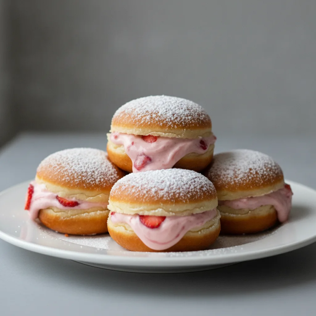 Strawberry Cheesecake Bomboloni Strawberry Cheesecake Bomboloni