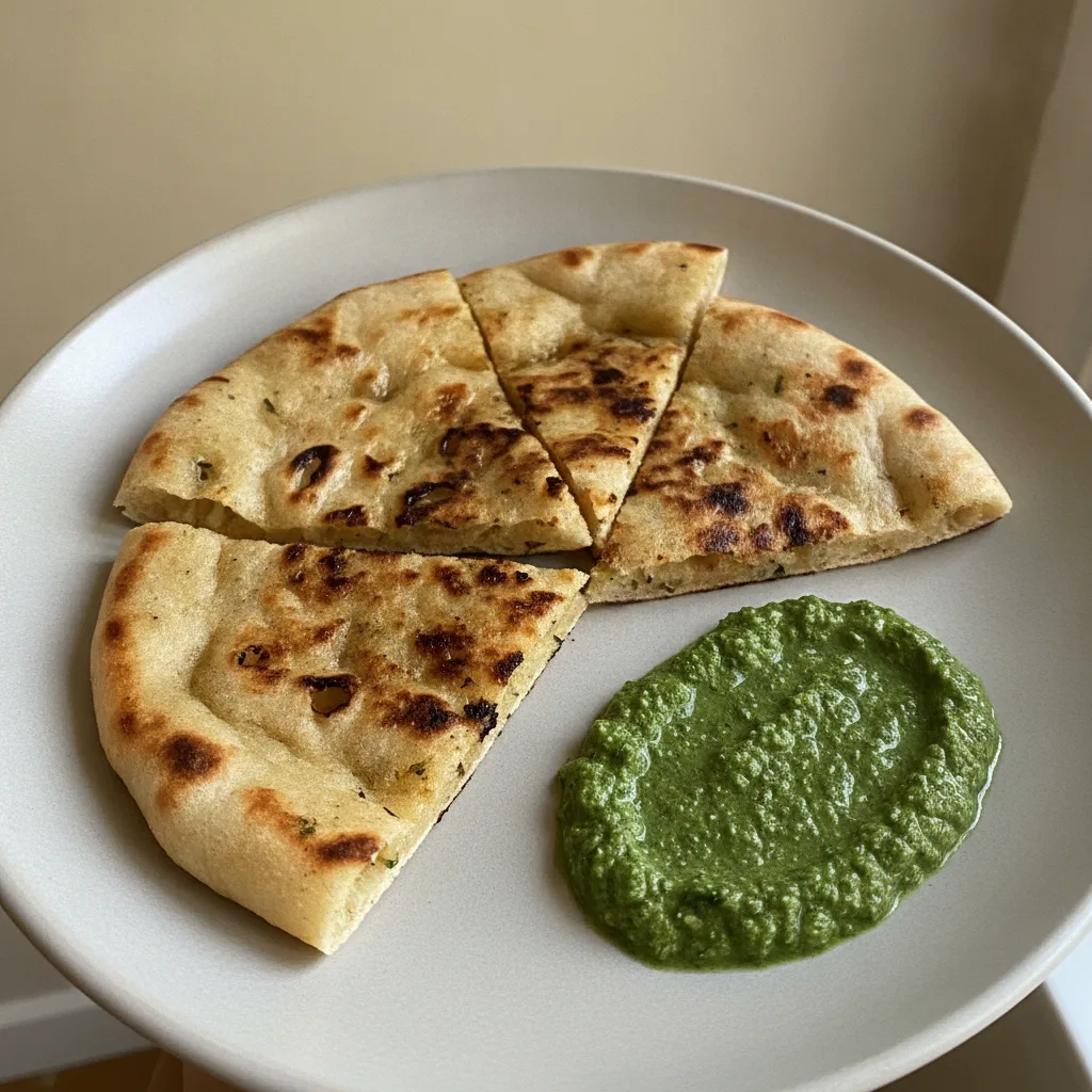 Grilled Naan with Green Chutney Grilled Naan with Green Chutney